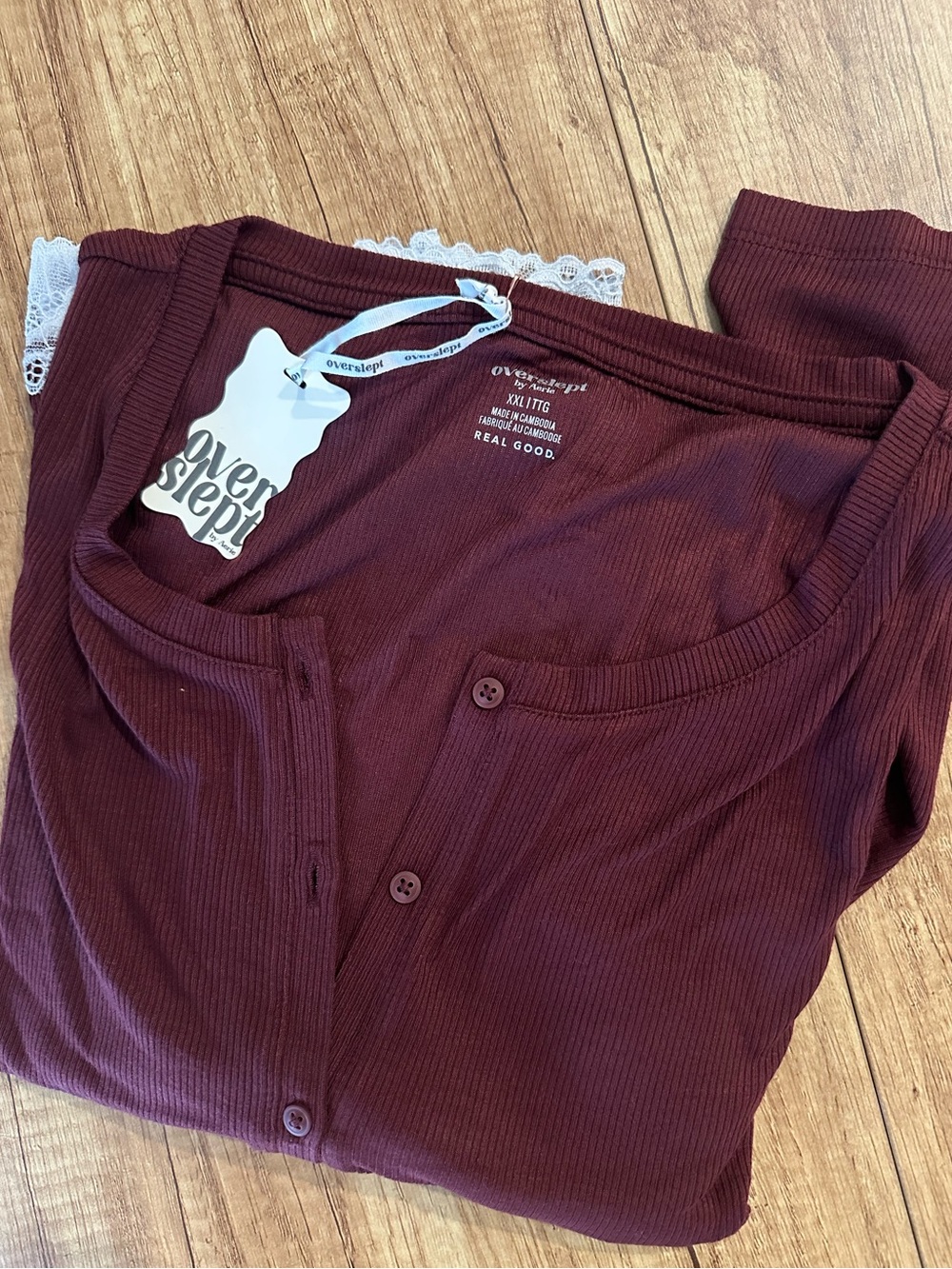 Aerie Brand New (NWT) OVERSLEPT by Aerie Real Soft Ribbed Cardigan Royal Berry - Picture 10 of 10